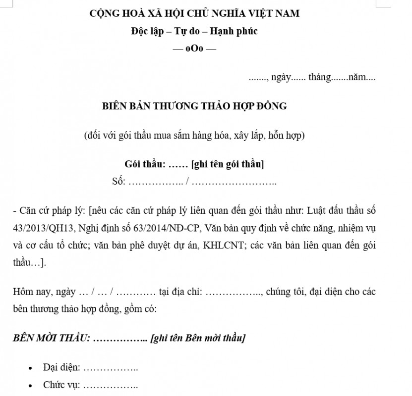 Cẩm nang tổng hợp mẫu công văn mời thương thảo hợp đồng đầy đủ và chính xác